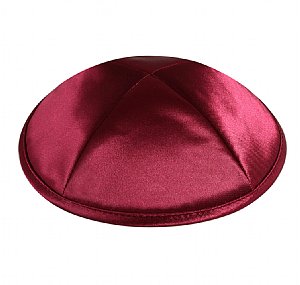 Deluxe Imprinted Satin Kippot - Burgundy/Wine