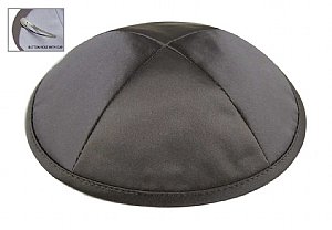 Deluxe Imprinted Satin Kippot - Dark Grey