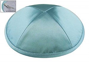 Deluxe Imprinted Satin Kippot - Light Blue