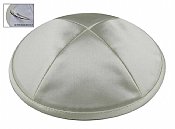 Deluxe Imprinted Satin Kippot - Light Grey