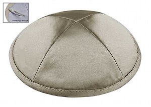 Deluxe Imprinted Satin Kippot - Medium Grey