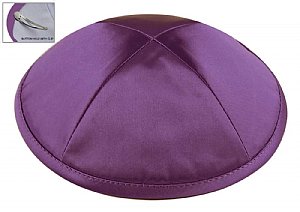 Deluxe Imprinted Satin Kippot - Medium Purple