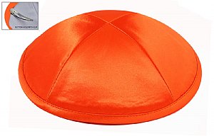 Deluxe Imprinted Satin Kippot - Orange