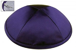 Deluxe Imprinted Satin Kippot - Purple