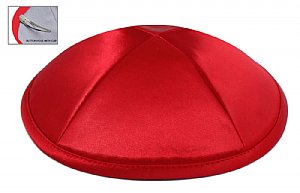 Deluxe Imprinted Satin Kippot - Red