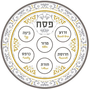 Melamine Passover Seder Plate  Renaissance 12 (Gold/Silver)