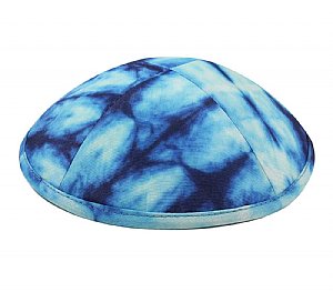 Tie Dye Kippah with Optional Personalization - Abstract Blue