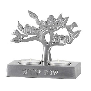 Shabbat  Twin Tea Light Candle Holder - Tree of Life