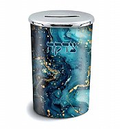 Stainless Steel Tzedakah Box with Decal - Deep Sea