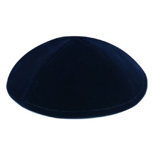 Velvet Lined Kippot - Navy Blue