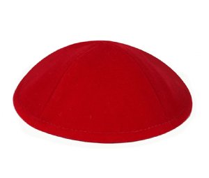 Velvet Lined Kippot - Red