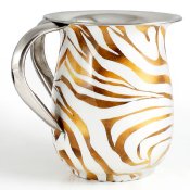 Stainless Steel Wash Cup with Enamel Decal Decor - Gold