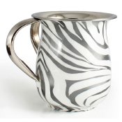 Stainless Steel Wash Cup with Enamel Decal Decor - Silver