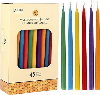 Multi Colored Long Colored Beeswax Hanukkah Candles