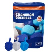 10 Pack Medium Plastic Dreidels w/English Transliteration - Multi Blue