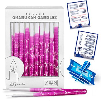 Deluxe Hanukkah Candles Purple Elegance - Box of 45