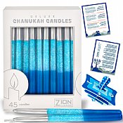 Premium Hand Made and Decorated Hanukkah Candles - Silver Tips