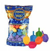 100 Medium Plastic Dreidels with English transliteration - ZipLock Bag