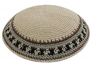 Knit Kippot - Beige  Elegance