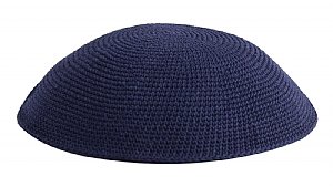 Hand Knitted Kippot - Navy